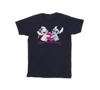 Disney Mädchen Lilo und Stitch Ohana Herz mit Engel Baumwolle T-Shirt (Marineblau) 9-11A / 128cm-146cm