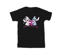 Disney Mädchen Lilo und Stitch Ohana Herz mit Engel Baumwolle T-Shirt (schwarz) 12-13A / 152-158cm