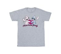 Disney Mädchen Lilo und Stitch Ohana Herz mit Engel Baumwolle T-Shirt (Sport grau) 12-13A / 152-158cm