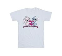 Disney Mädchen Lilo und Stitch Ohana Herz mit Engel Baumwolle T-Shirt (weiß) 3-4A / 98-104cm