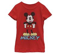 Disney Characters 90s Mickey Girl's Solid Crew Tee, Red, X-Small