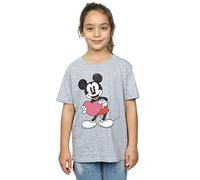 Disney Mädchen Mickey Mouse Valentine Heart T-Shirt 9-11 Years Sport Grey