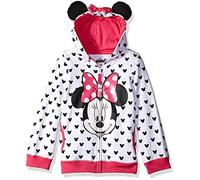 Disney Mädchen Minnie Hoodie mit Schleife und Ohr, Weiss/opulenter Garten, Medium/8/10
