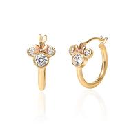 Disney Mädchen Minnie Maus Ohrringe Kleine Creolen - 14K Gelbgold Creolen mit Zirkonia Minnie - Disney Ohrringe für Mädchen, Gelbgold, Zirkonia, Gelbgold, Zirkonia
