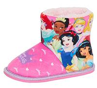 Disney Mädchen Prinzessin Stiefel Hausschuhe Kinder Kunstfell Gefüttert Glitzer Fleece Booties Pink 13 UK Kind