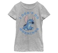 Disney Lilo & Stitch Stitch Mornings Girl's Crew Tee, Athletic Heather, X-Small