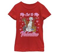 Disney Mädchen The Aristocats Valentine Cat T-shirt T-Shirt, Rot, M
