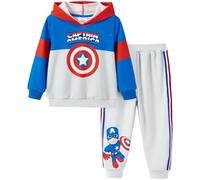 Disney Marvel Spider-Man Mickey Toy Story Cars Boy Pullover Hoodie & Jogger Pants Outfit-Set Sweatsuit Lounge Matching Set 2-9Y, Captain America-Grau, 5-6 Jahre