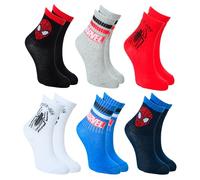 Disney Marvel Spider-Man Socken für Jungen, Set mit 6 Klassischen Baumwolle Socken, Größen EU 23 bis 34 (DE/NL/SE/PL, Numerisch, 23, 26, Regular, Mehrfarbig)