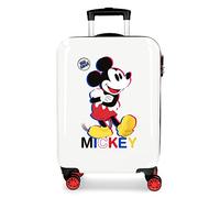 Disney Mickey 3D Kabinenkoffer Weiß 38x55x20 cm Starres ABS Seitliches Zahlenschloss 34L 2 kg 4 Doppelrollen Handgepäck