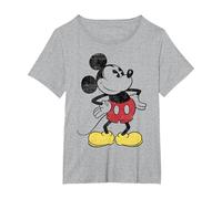 Disney Mickey and Friends Micky Maus Vintage Outline T-Shirt, Damen Große Größen, Grau Meliert, 4X