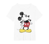 Disney Mickey and Friends Micky Maus Vintage Outline T-Shirt, Damen Große Größen, Weiß, 6X