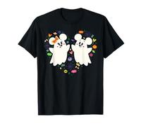 Disney Mickey and Minnie Cute Little Ghosts Halloween Heart T-Shirt