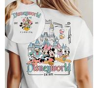 Disney Mickey and Minnie Mouse family fun summer T-shirt for men, distressed finish, one-piece design, pure cotton fabric, comfortable and breathable,