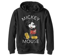 Disney Characters Mickey Classic Boy's Hooded Pullover Fleece, Black, Small