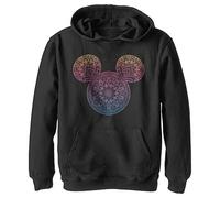 Disney Characters Mickey Mandala Fill Boy's Hooded Pullover Fleece, Black, Small