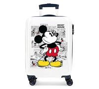 Disney Mickey Comic Kabinenkoffer Blau 38x55x20 cms Hartschalen ABS Kombinationsschloss 34L 2,6Kgs 4 Doppelräder Handgepäck, Weiß