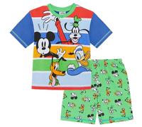Disney Mickey, Donald, Goofy, Pluto - Streifen-Pyjama mit kurzen Ärmeln - 100% Baumwolle - 5-6 Jahre: 116cm