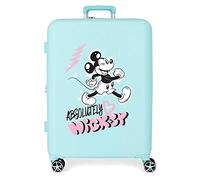Disney Mickey Friendly Mittelgroßer türkisfarbener Koffer, 48 x 70 x 26 cm, starres ABS, integrierter TSA-Verschluss, 88 l, 3,98 kg, 4 Doppelräder
