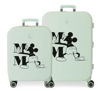 Disney Mickey Happiness Green Kofferset 55/70 cm Starres ABS Integrierter TSA-Verschluss 116L 7,54 kg 4 Doppelrollen Handgepäck