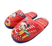 Disney Mickey Maus Kinder Hausschuhe | Weiche Slipper Pantoffeln für Jungen & Mädchen | Winter Hausschuhe mit Mickey Motiv | Größen 28-34, Farbe: Rot, Größe der Schuhe: 28