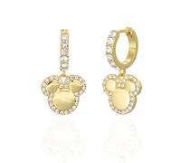 Disney Mickey Maus Ohrringe (Creolen), aus vergoldetem Messing mit weißen Zirkonia, für Damen, Fertig zum Verschenken, Offizieller Disney Schmuck