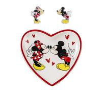Disney Mickey & Minnie SF00675L.PH Ohrringe und Herz Schmucktablett Geschenkset, One Size, Messing, Kein edelstein