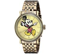 Disney Mickey Mouse Armbanduhr mit beweglichen Zeigern für Herren - stilvolle Mickey-Maus-Uhr für Herren, Geschenk-Enthusiasten, farbige Uhren mit silbernem Zifferblatt und Edelstahlarmband, Gold