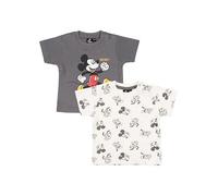 Disney Mickey Mouse Baby T-Shirt für Jungen und Mädchen - Shirt Babykleidung Kurzarm Weiß Grau (2er Pack) (DE/NL/SE/PL, Numerisch, 86, 92)