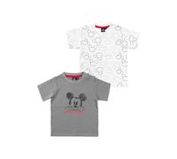 Disney Mickey Mouse Baby T-Shirt für Jungen und Mädchen - Shirt Babykleidung Kurzarm Weiß Grau (2er Pack) (DE/NL/SE/PL, Numerisch, 74, 80, Weiß/Grau)
