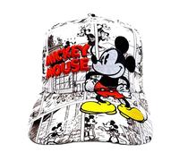Disney Mickey Mouse Comic Book Print Snapback Baseball Hat (Black and White)