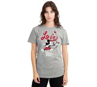 Disney Mickey Mouse Cupid Love You Valentine's Day Damen T-Shirt, Athletisches Heather-Grau, L