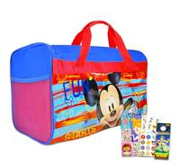 Disney Mickey Mouse Duffle Bag Set for Boys, Kids ~ 4 Pc Bundle With Mickey Carry On Travel Bag, Stickers, Door Hanger, and More | Mickey Mouse Sleepover Travel Activity Set