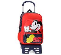 Disney Mickey Mouse Fashion Schulrucksack mit Wagen, mehrfarbig, 30 x 38 x 12 cm, Mikrofaser, 13,68 l, bunt, Schulrucksack mit Trolley