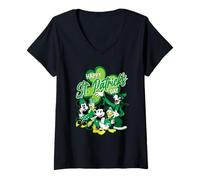 Disney Mickey Mouse & Friends Happy St. Patrick's Day T-Shirt mit V-Ausschnitt