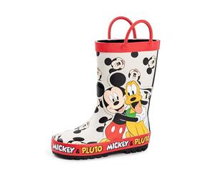 Disney Mickey Mouse Jungen Gummistiefel | Kinder-Gummistiefel mit Mickey- und Pluto-Charakterdruck in Beige | Wasserabweisende Gummistiefel zum Anziehen für Kinder | Animationsfilm-Merchandise