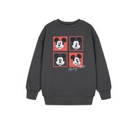 Disney Mickey Mouse Jungen Sweatshirt Grau | Quadratische Kinder Pullover | Klassischer Charakterdruck | Rundhalsausschnitt Langarm Top | Kinder Cartoon Bekleidung Merchandise für Kinder, anthrazit,
