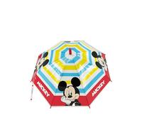 Disney Mickey Mouse Kinder Automatik-Regenschirm bunt gestreift offiziell lizenzierter Stockschirm mit Comic Motiv wetterfest Metallgestell Kunststoffgriff für Jungen und Mädchen ab 3 Jahren