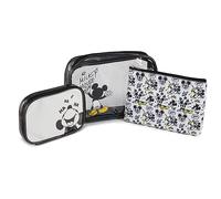 Disney Mickey Mouse Kosmetikkoffer-Set - Offiziell lizenziertes Mickey und Minnie Mouse Reise-Kosmetikkoffer 3-teiliges Set - Mädchen, Jungen, Teenager, Erwachsene, Schwarzer Mickey