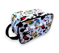 Disney Mickey Mouse Minnie Donald und Pluto Kulturbeutel. Großes Fassungsvermögen - mit seitlichem Griff und 2 Taschen. 25 x 16 x 13 cm. Mehrfarbig mit weißem Hintergrund