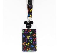 Disney Mickey Mouse Rainbow Lanyard - Exclusive - 33 inches Long with Badges Holder - Black and Multi-Colored Vegan Friendly