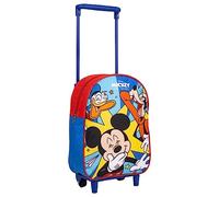 Disney Mickey Mouse Rucksack mit Rollen, Mickey Pluto und Donald Design Schultasche, Kinder-Trolley-Rucksack, Reiserucksack, Geschenk für Kinder
