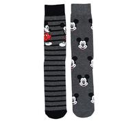 Disney Mickey Mouse Socken für Herren - Sneaker Männer Strümpfe Grau/Schwarz (2er Pack) (DE/NL/SE/PL, Numerisch, 39, 42, Regular, Regular, Grau/Schwarz)