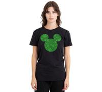 Disney Mickey Mouse St Patrick's Day Shamrock Ears Damen T-Shirt, Schwarz, L
