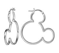 Disney Mickey Mouse Sterling Silver Mickey Outline Hoop Earrings, Official License