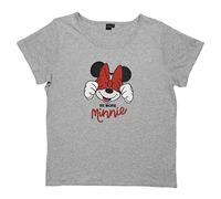 Disney Mickey Mouse T-Shirt für Damen - Be More Minnie Oberteil Frauen Shirt Top Grau (L)