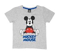 Disney Mickey Mouse T-Shirt für Jungen Oberteil Kinder Shirt kurzärmlig Grau (as3, Numeric, Numeric_122, Numeric_128, Regular, 122-128)