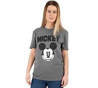Disney Mickey Mouse T-Shirt Womens Damen Gesicht graue Oberseite L