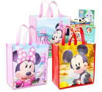 Disney Mickey Mouse Tragetaschen, Vorteilspackung - Paket mit 3 wiederverwendbaren Tragetaschen (mit Mickey und Minnie Maus), Bonus-Tattoos, Mickey Mouse Partygeschenke, Mickey Mouse Party Bags