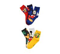 Disney Mickey Mouse und Pluto Socken Jungen 6 Paar Kindersocken | Buntes Baumwollsocken Set für Kinder Motivsocken Paket (DE/NL/SE/PL, Numerisch, 31, 34, Regular, Mickey Mouse)